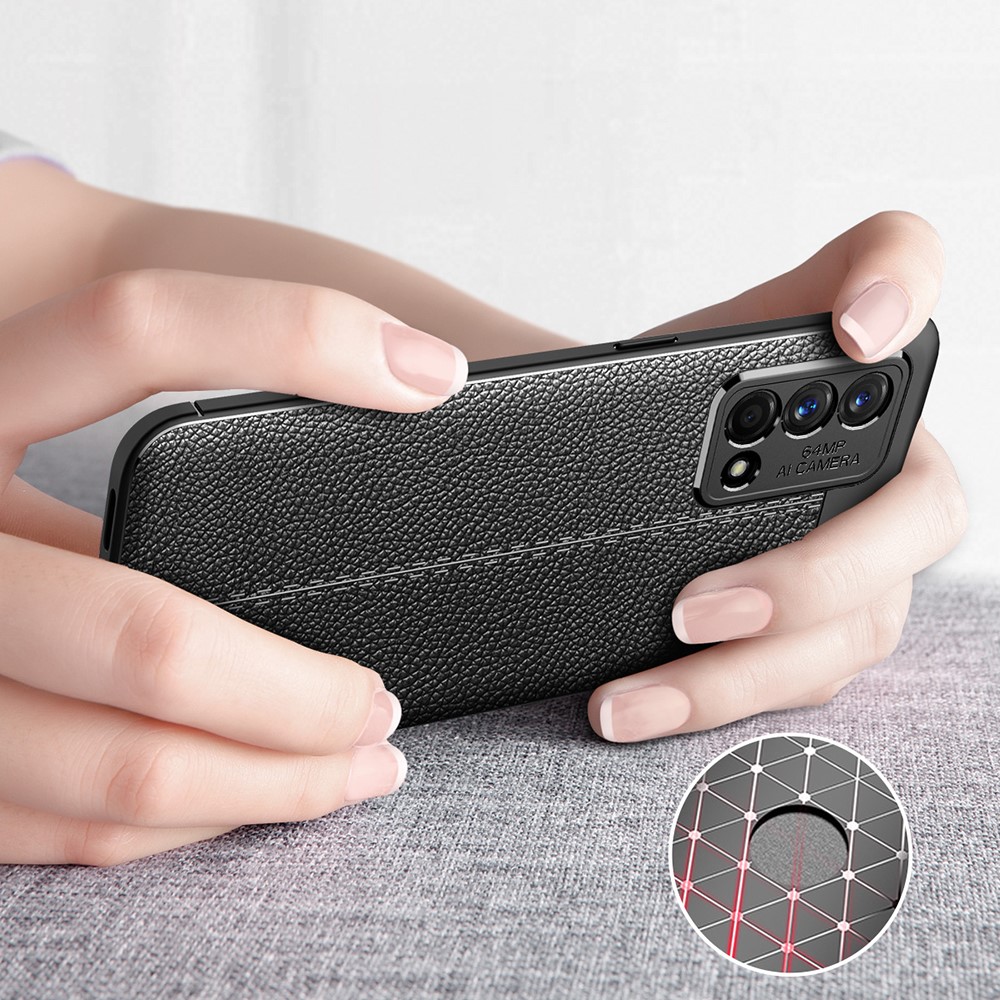 Flexible TPU Litchi Texture Phone Case Protective Cover for Oppo K9 - Black-9