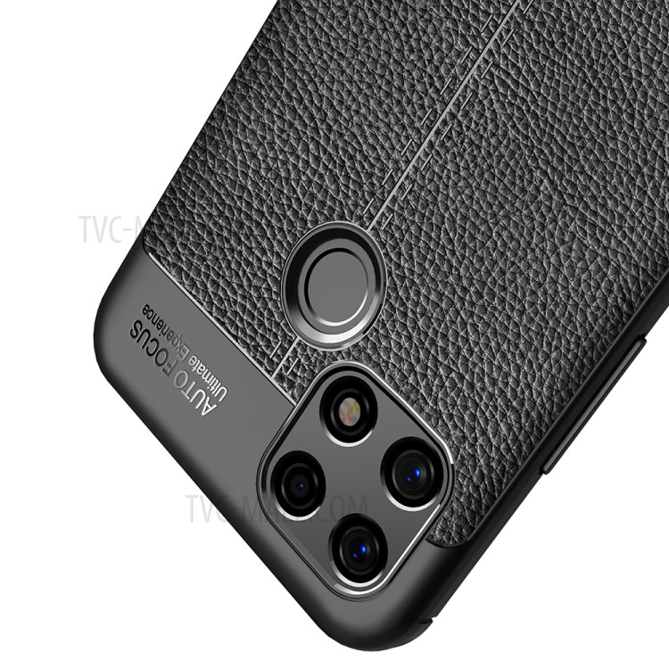 Litchi Texture TPU Cell Phone Back Case Cover for OPPO A30 - Black-4