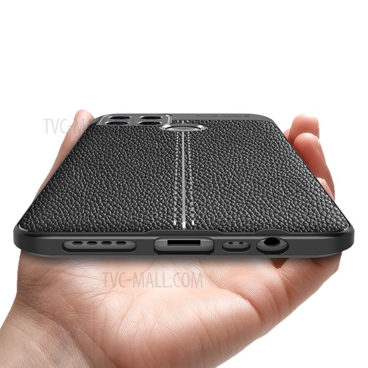 Litchi Texture TPU Cell Phone Back Case Cover for OPPO A30 - Black-6