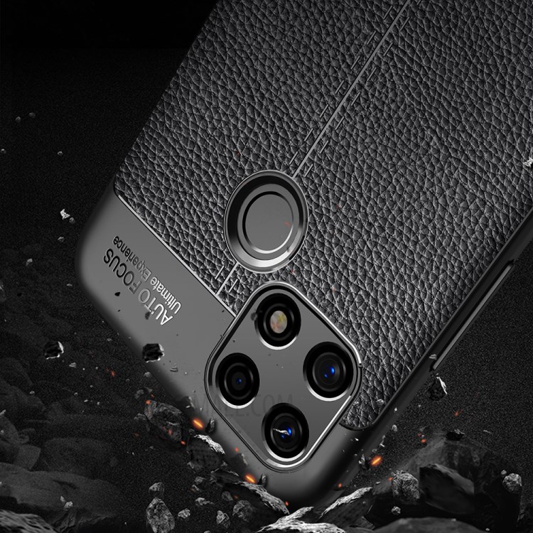 Litchi Texture TPU Cell Phone Back Case Cover for OPPO A30 - Black-8
