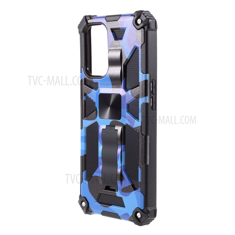 Camouflage Pattern Kickstand Design Detachable Drop-proof Phone Case Cover with Magnetic Sheet for Oppo A74 5G/A93 5G - Dark Blue-2