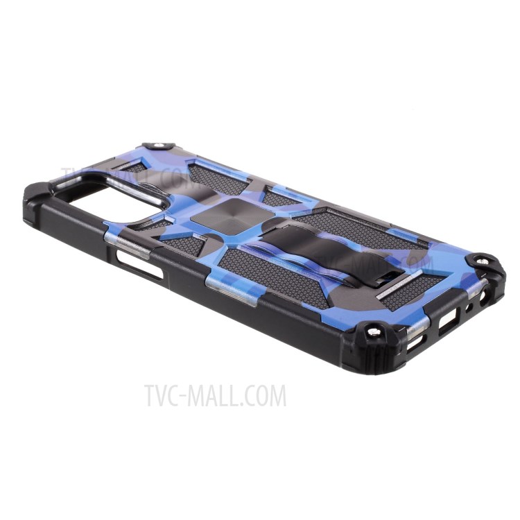 Camouflage Pattern Kickstand Design Detachable Drop-proof Phone Case Cover with Magnetic Sheet for Oppo A74 5G/A93 5G - Dark Blue-4