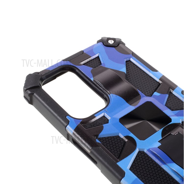 Camouflage Pattern Kickstand Design Detachable Drop-proof Phone Case Cover with Magnetic Sheet for Oppo A74 5G/A93 5G - Dark Blue-6