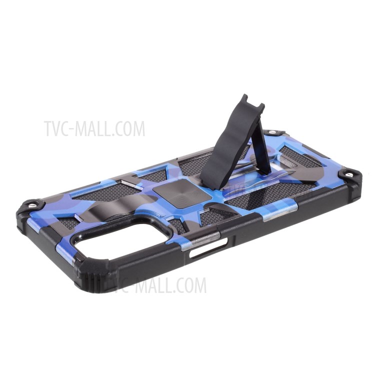 Camouflage Pattern Kickstand Design Detachable Drop-proof Phone Case Cover with Magnetic Sheet for Oppo A74 5G/A93 5G - Dark Blue-8