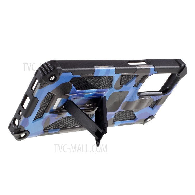 Camouflage Pattern Kickstand Design Detachable Drop-proof Phone Case Cover with Magnetic Sheet for Oppo A74 5G/A93 5G - Dark Blue-9