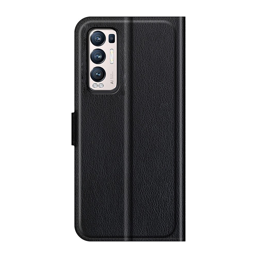 Folio Flip Litchi Texture Leather Wallet Phone Case with Stand for Oppo Reno5 Pro+ 5G / Oppo Find X3 Neo - Black-3