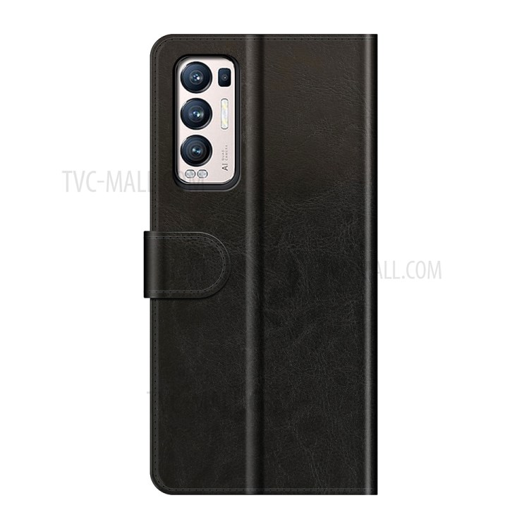 Crazy Horse Skin Leather Wallet Stand Cover Case for Oppo Reno5 Pro 5G / Oppo Find X3 Neo - Black-3