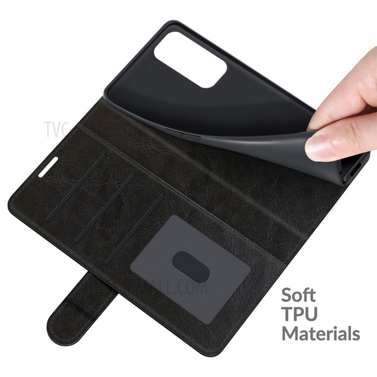 Crazy Horse Skin Leather Wallet Stand Cover Case for Oppo Reno5 Pro 5G / Oppo Find X3 Neo - Black-7