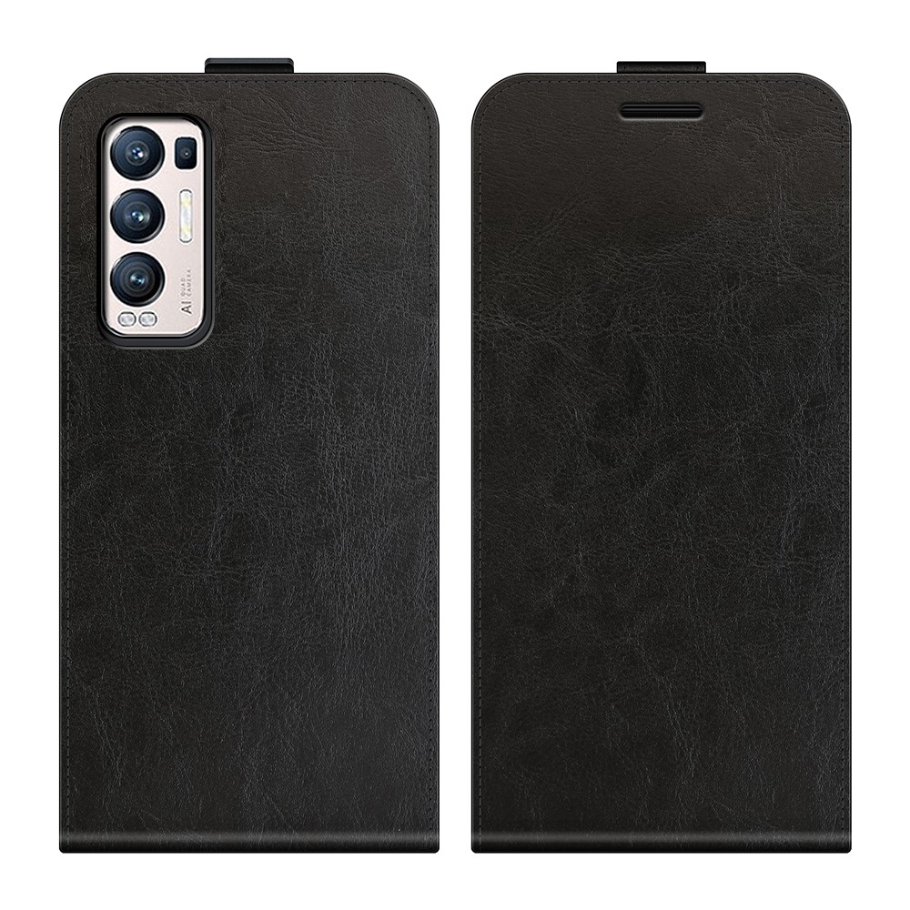 Vertical Flip Crazy Horse Texture Leather Phone Case with Card Holder for Oppo Reno5 Pro 5G / Oppo Find X3 Neo - Black-1
