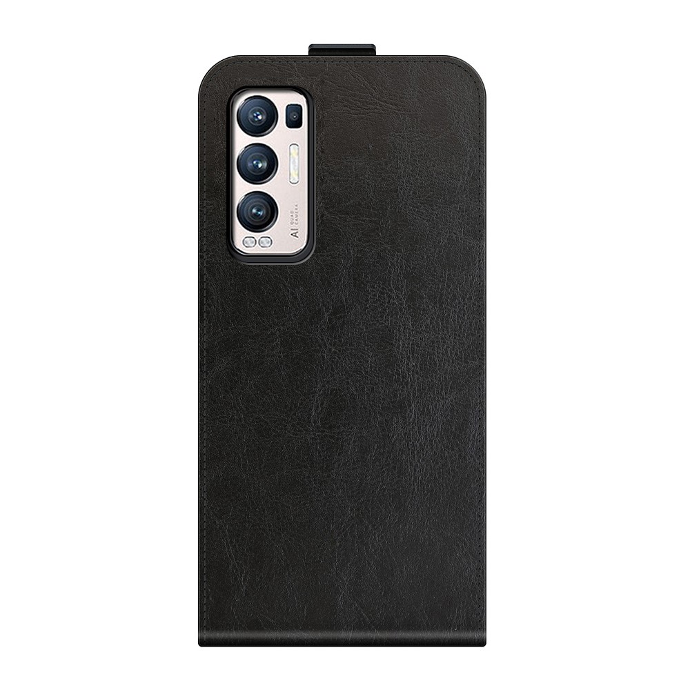 Vertical Flip Crazy Horse Texture Leather Phone Case with Card Holder for Oppo Reno5 Pro 5G / Oppo Find X3 Neo - Black-3