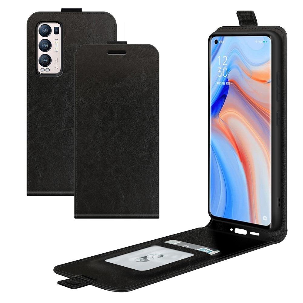 Vertical Flip Crazy Horse Texture Leather Phone Case with Card Holder for Oppo Reno5 Pro 5G / Oppo Find X3 Neo - Black-8