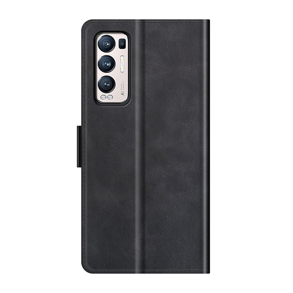 Magnetic Double Clasp Leather Wallet Case for OPPO Reno5 Pro Plus 5G/Find X3 Neo - Black-3