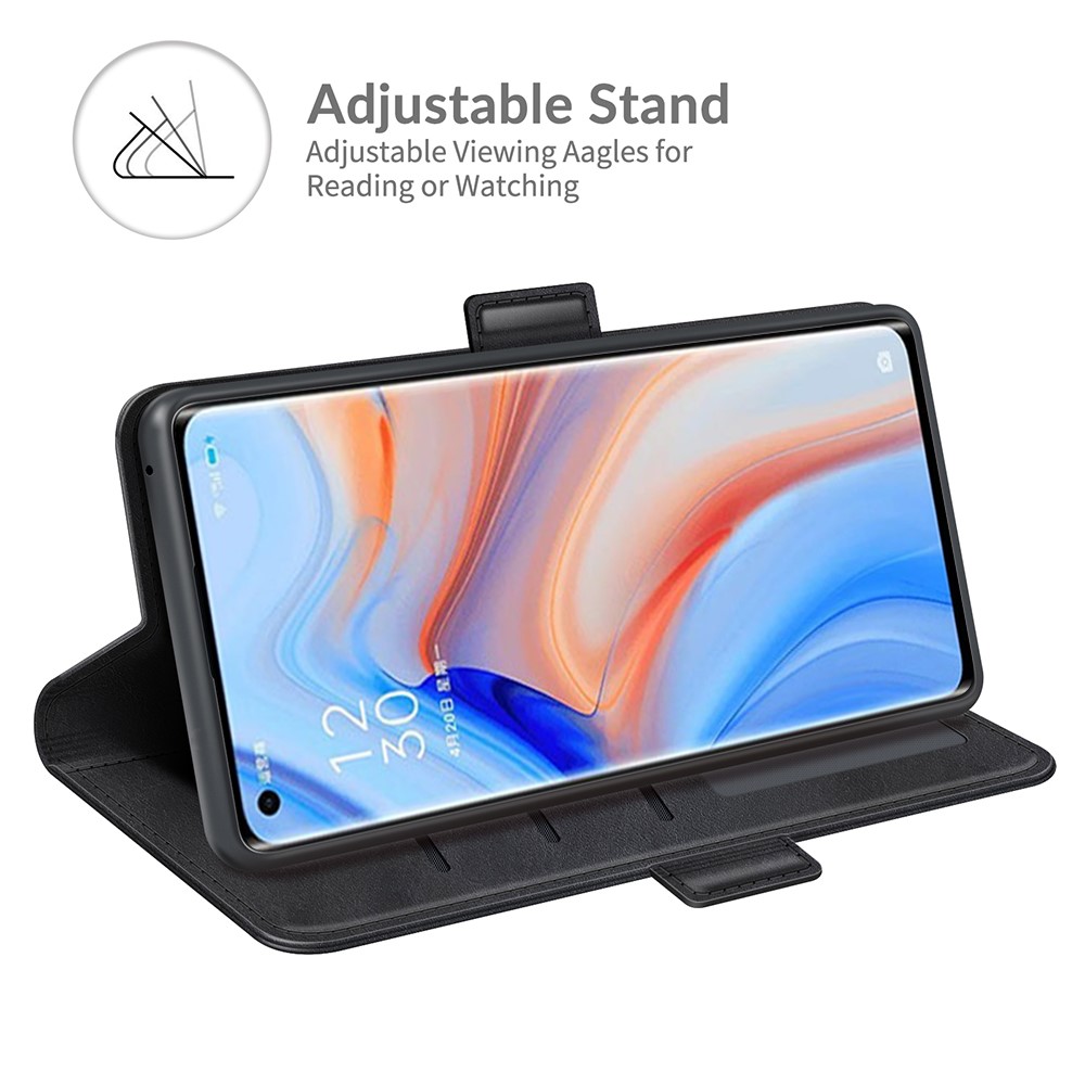 Magnetic Double Clasp Leather Wallet Case for OPPO Reno5 Pro Plus 5G/Find X3 Neo - Black-5