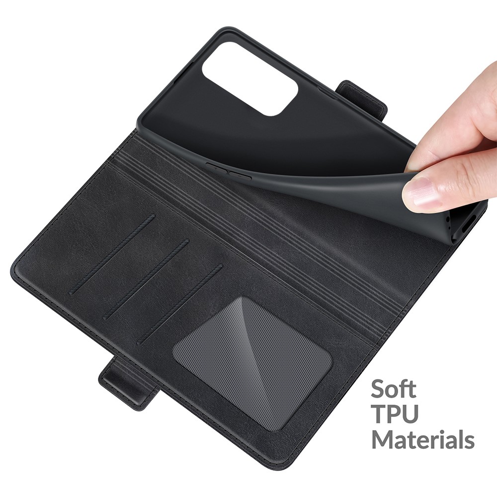 Magnetic Double Clasp Leather Wallet Case for OPPO Reno5 Pro Plus 5G/Find X3 Neo - Black-7