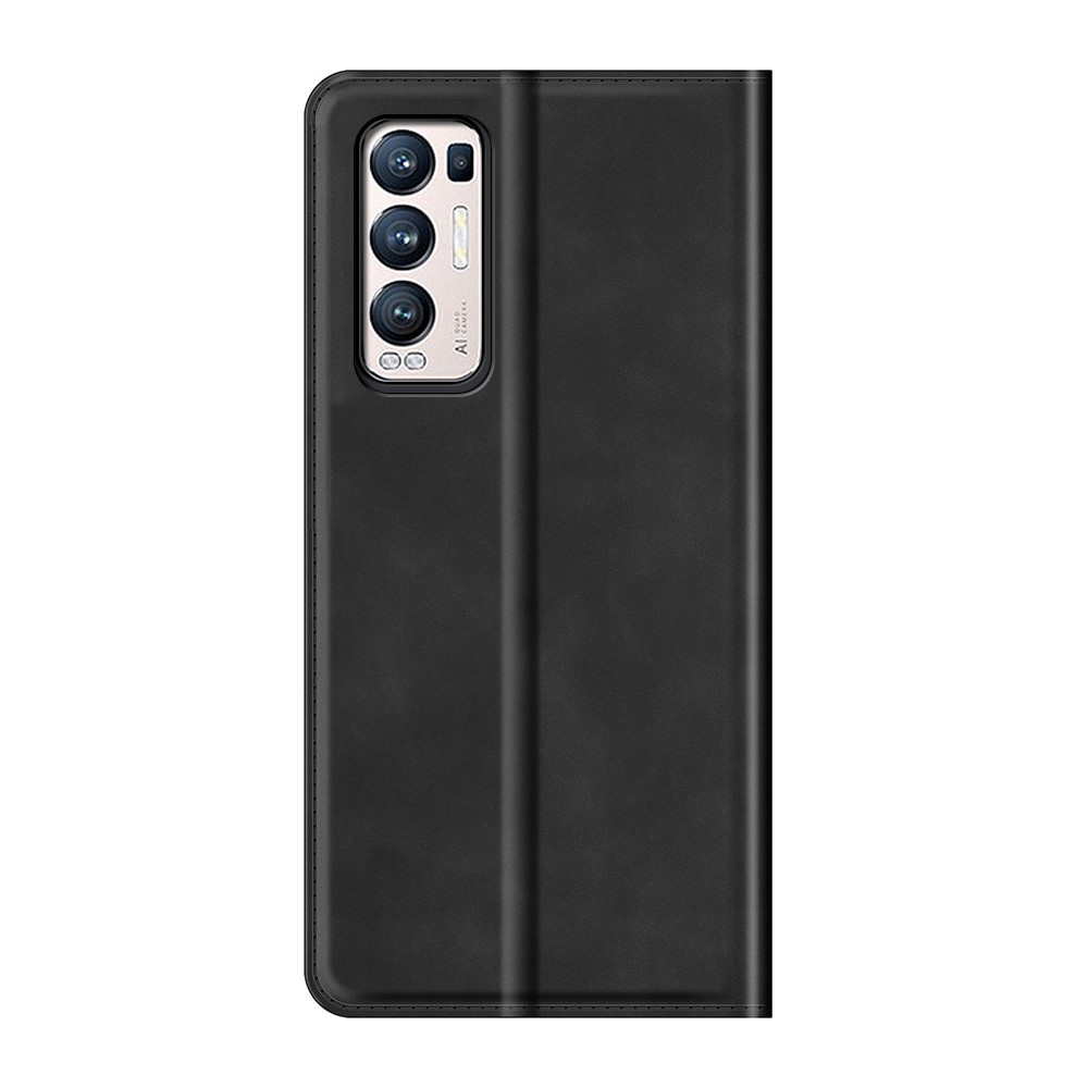 Silky Touch Leather Wallet Stand Case for OPPO Reno5 Pro Plus 5G/Find X3 Neo - Black-3