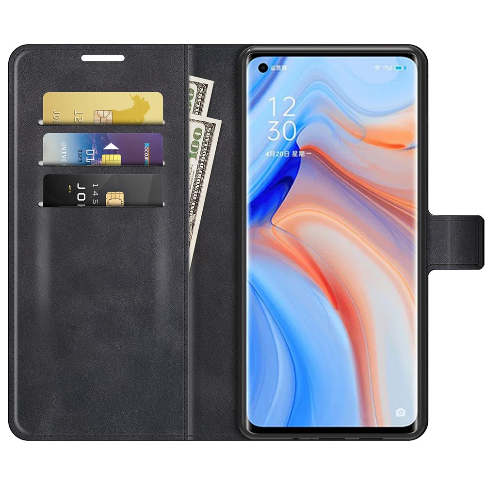 Wallet Leather Stand Case for OPPO Reno5 Pro Plus 5G/Find X3 Neo - Black-4