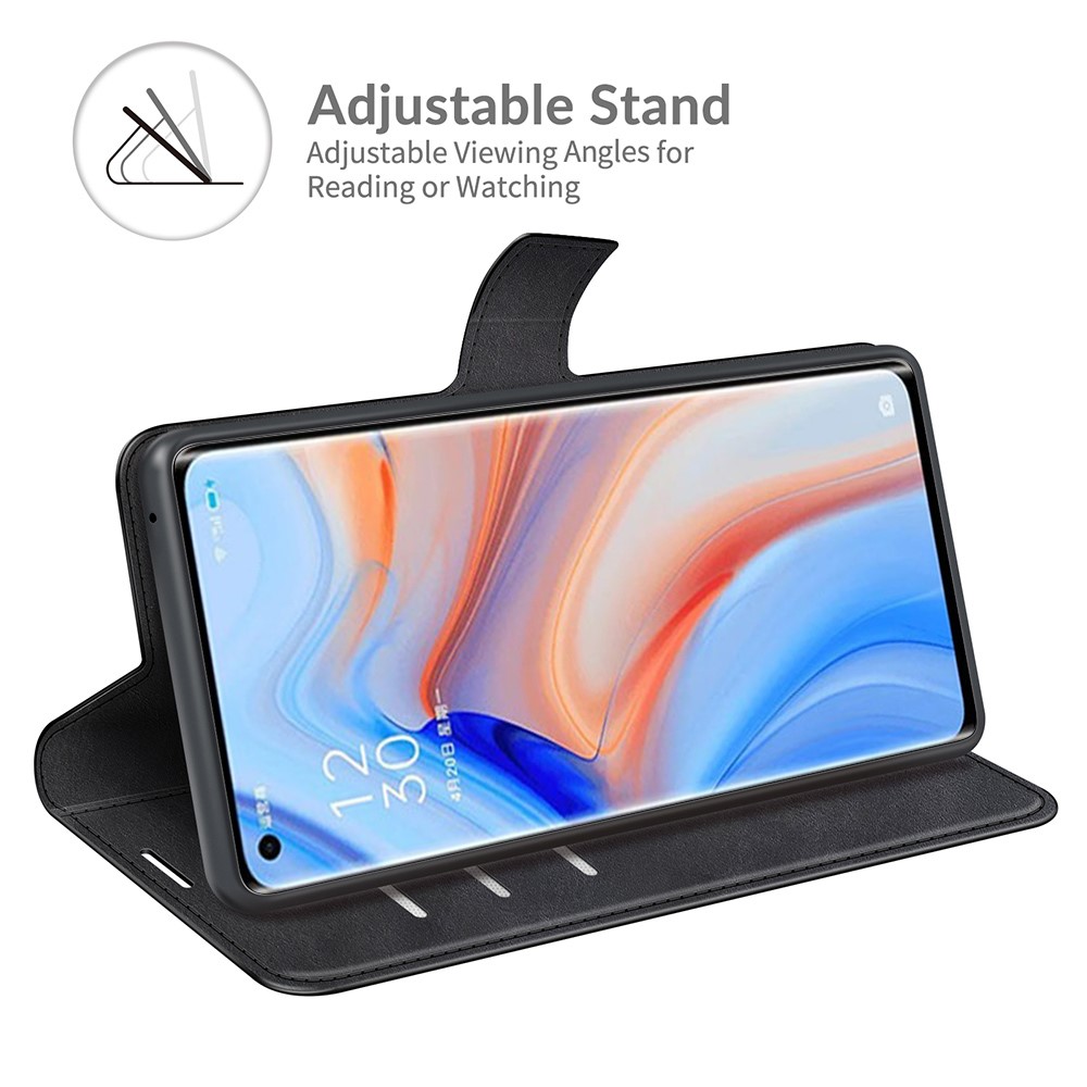 Wallet Leather Stand Case for OPPO Reno5 Pro Plus 5G/Find X3 Neo - Black-5