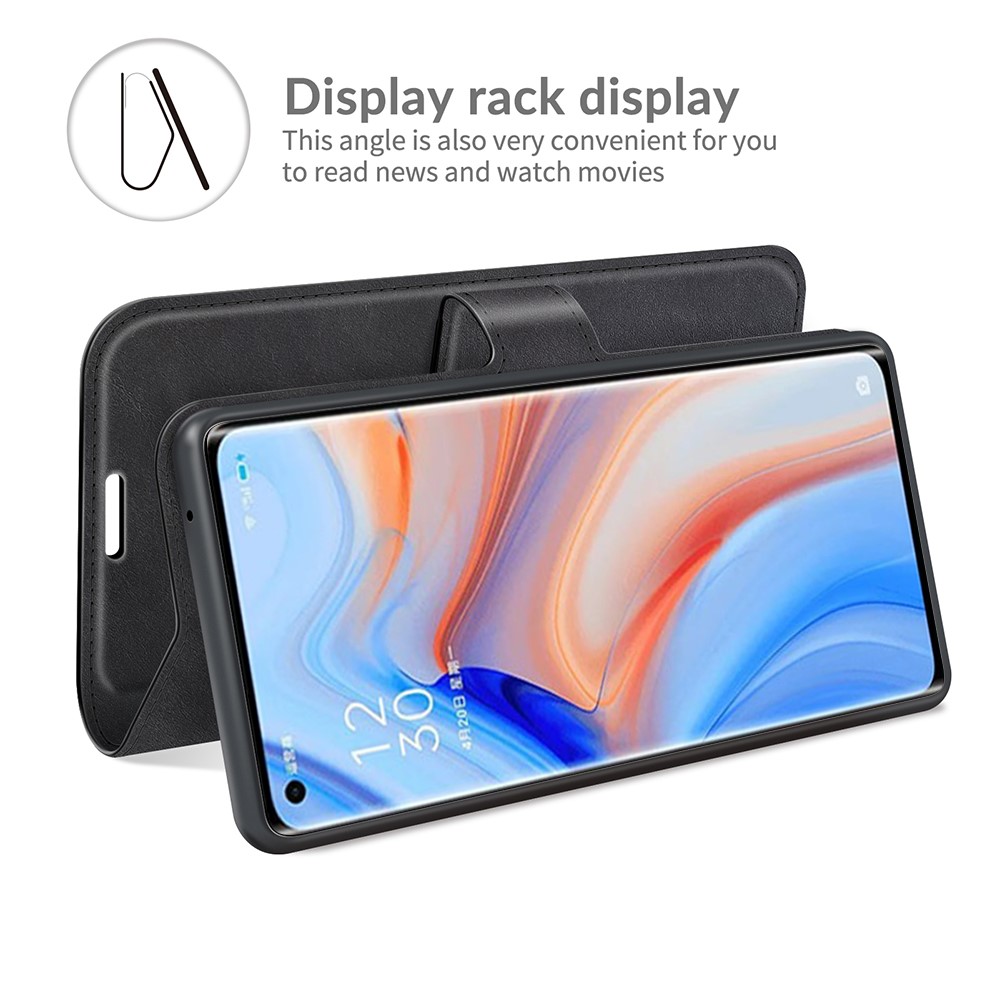 Wallet Leather Stand Case for OPPO Reno5 Pro Plus 5G/Find X3 Neo - Black-6
