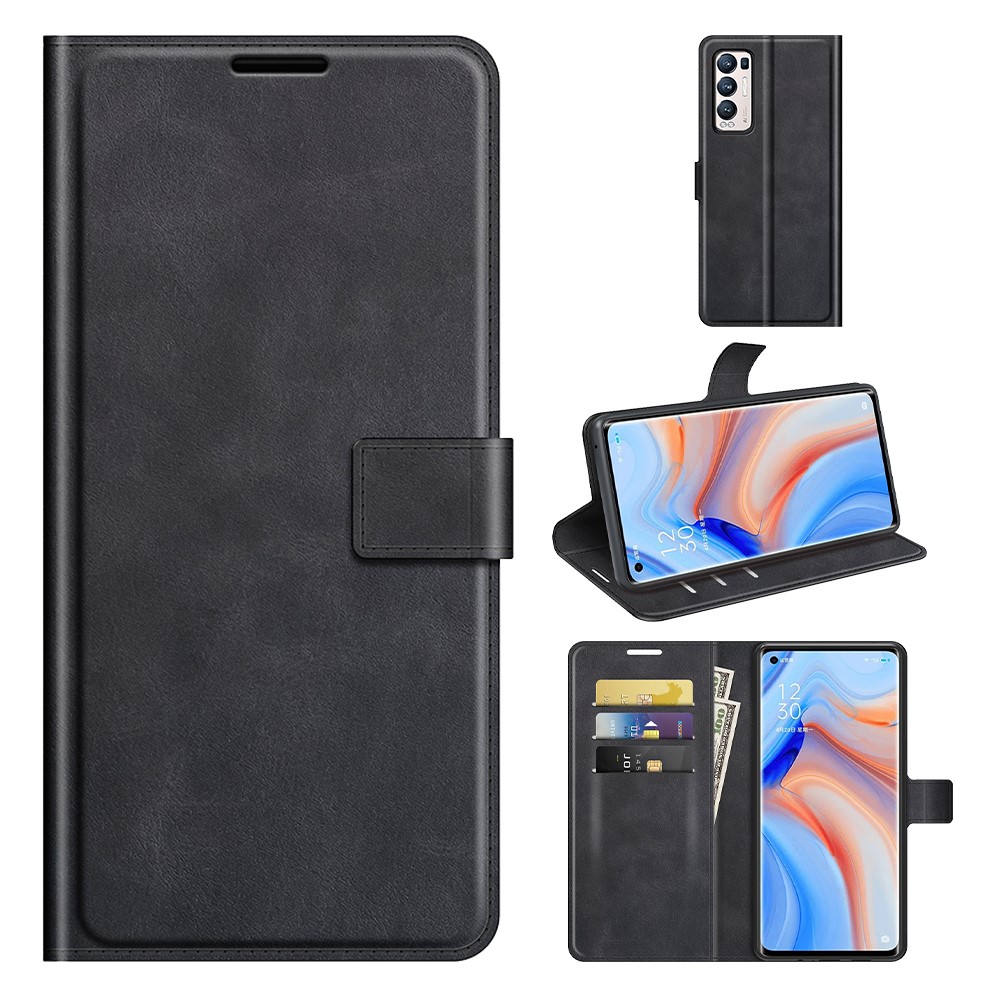 Wallet Leather Stand Case for OPPO Reno5 Pro Plus 5G/Find X3 Neo - Black-8