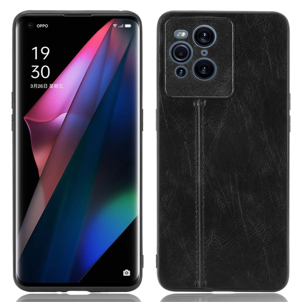 Stitching Line Design PU Leather Coated PC+TPU Phone Case for Oppo Find X3 Pro / Oppo Find X3 - Black-1