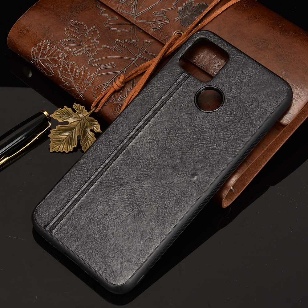 Stitching Line Design PU Leather Coated PC+TPU Phone Case for OPPO Realme C12 / Realme C25 / Realme 7i (Global Version) / Realme Narzo 20 / Realme Narzo 30A - Black-7