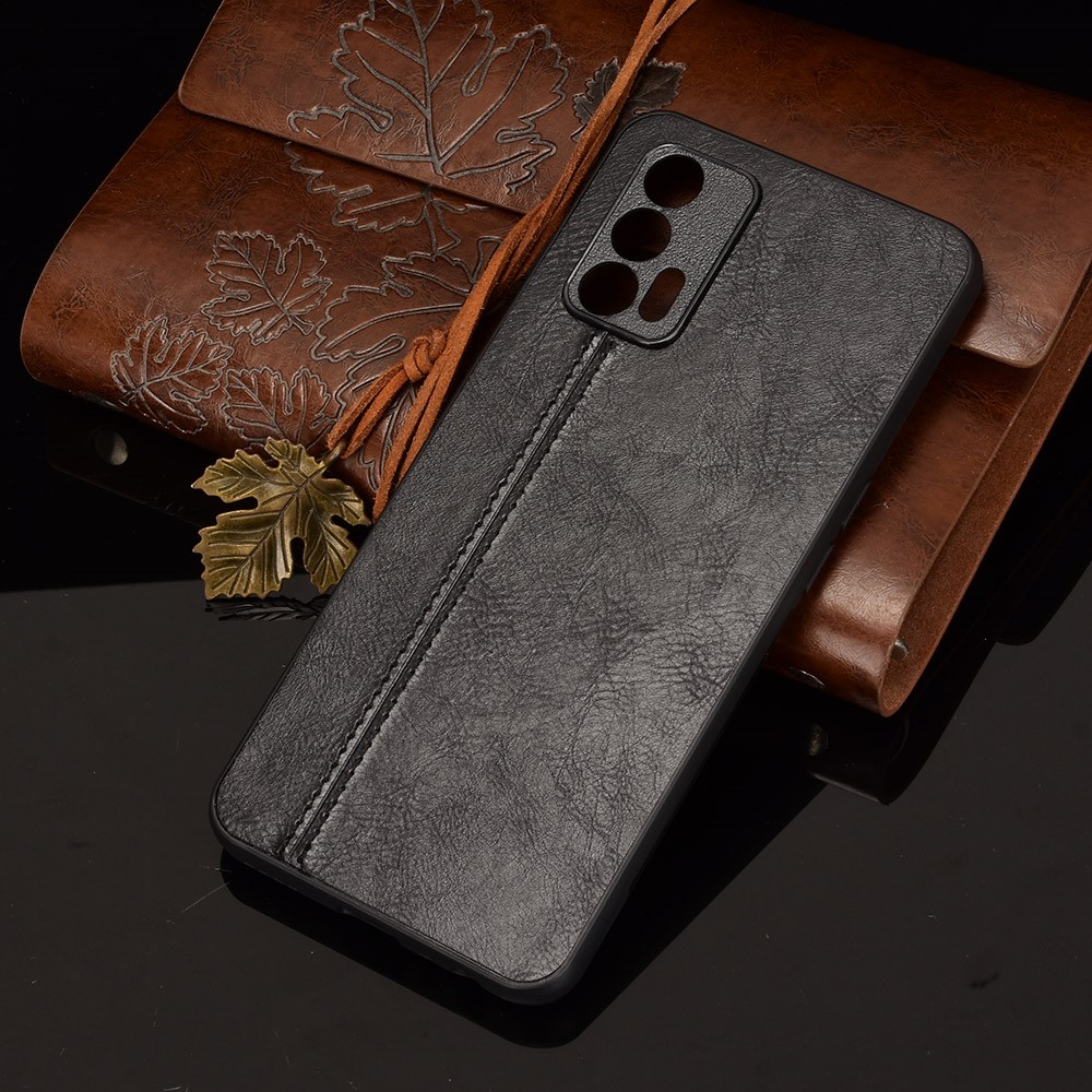 Stitching Line Design PU Leather Coated PC+TPU Phone Case for OPPO Realme GT 5G / Realme GT Neo / Realme Q3 Pro 5G - Black-7