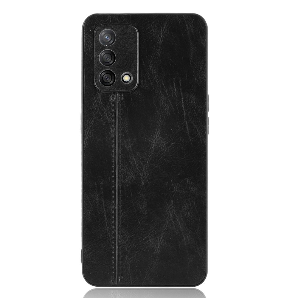 Stitching Line Design PU Leather Coated PC+TPU Phone Case for OPPO A74 4G / F19 4G - Black-2