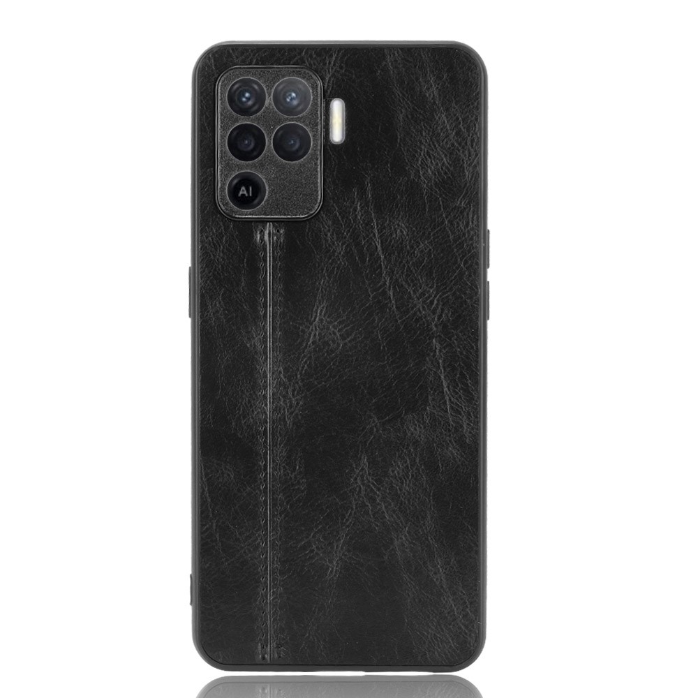 Stitching Line Design PU Leather Coated PC+TPU Phone Case for OPPO A94 4G / F19 Pro 4G / Reno5 F / Reno5 Lite - Black-2