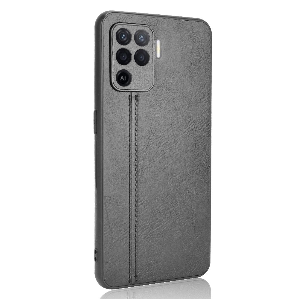 Stitching Line Design PU Leather Coated PC+TPU Phone Case for OPPO A94 4G / F19 Pro 4G / Reno5 F / Reno5 Lite - Black-3