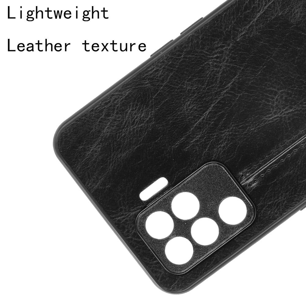 Stitching Line Design PU Leather Coated PC+TPU Phone Case for OPPO A94 4G / F19 Pro 4G / Reno5 F / Reno5 Lite - Black-5