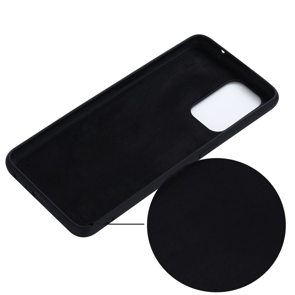 Solid Color Liquid Silicone Soft Phone Case Protective Shell with Strap for Oppo F19 Pro+ 5G - Black-3