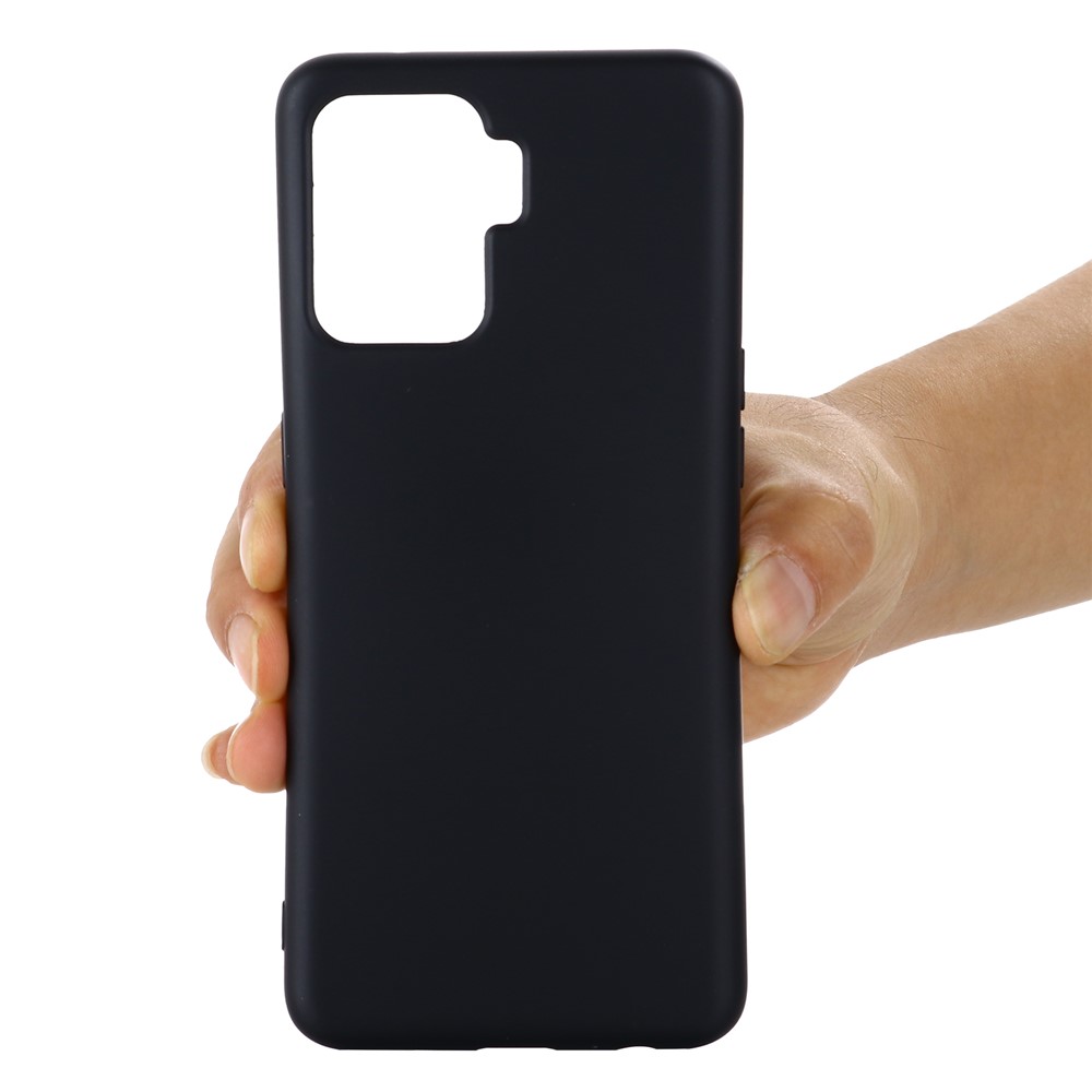 Solid Color Liquid Silicone Soft Phone Case Protective Shell with Strap for Oppo A94 / Reno5 F / F19 Pro / Reno5 Lite - Black-4