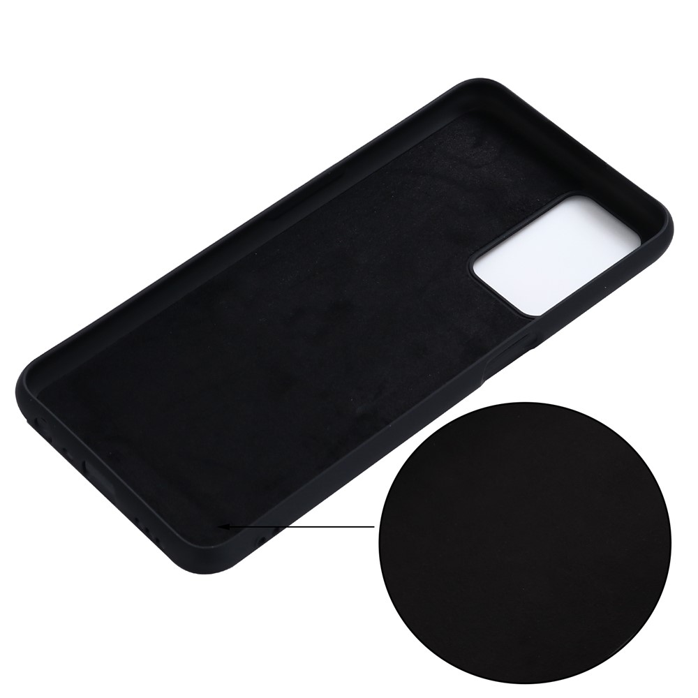Solid Color Liquid Silicone Soft Phone Case Protective Shell with Strap for Oppo A55 5G / A54 4G - Black-3