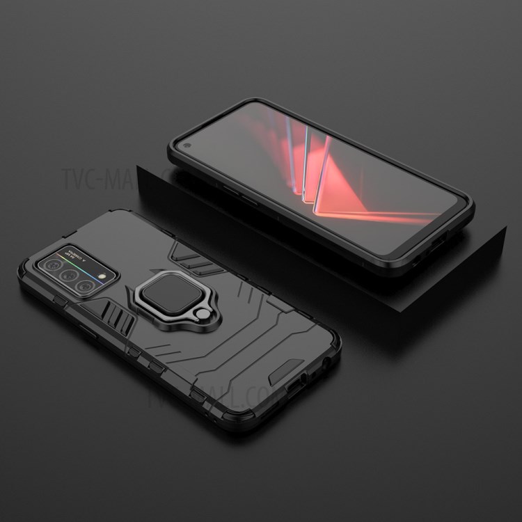 Full Protection PC + TPU Hybrid Phone Case with Rotary Finger Ring Kickstand for Oppo K9 - Black-10