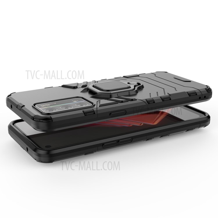 Full Protection PC + TPU Hybrid Phone Case with Rotary Finger Ring Kickstand for Oppo K9 - Black-6