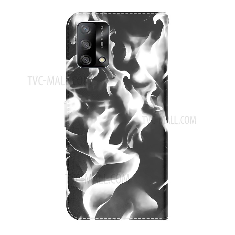 Full Protection Fog Pattern Printing Leather Wallet Design Stand Phone Cover for Oppo A74 4G / F19 4G - Black-4