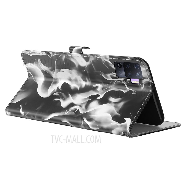 Full Protection Fog Pattern Printing Leather Wallet Design Stand Phone Cover for Oppo A94 4G / F19 Pro / Reno5 F - Black-2