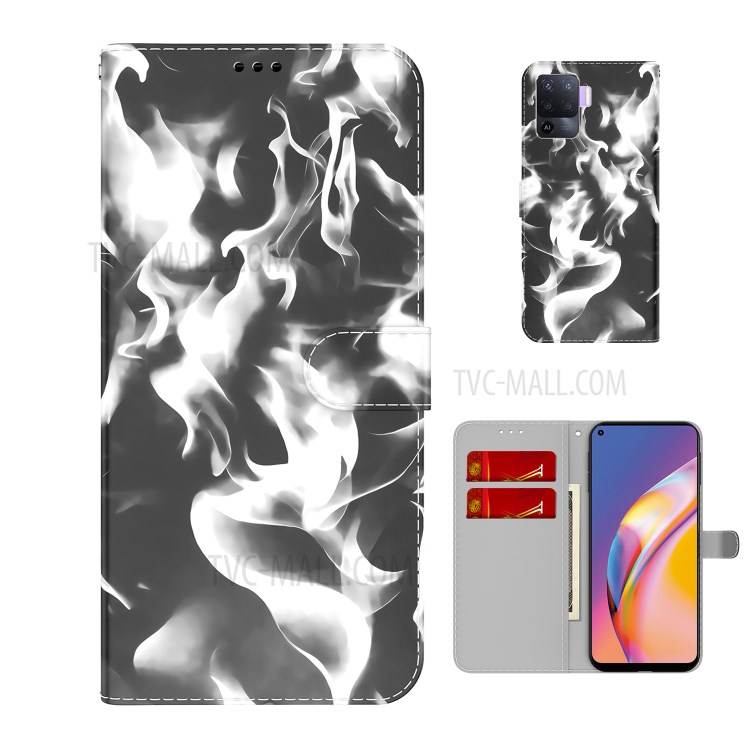 Full Protection Fog Pattern Printing Leather Wallet Design Stand Phone Cover for Oppo A94 4G / F19 Pro / Reno5 F - Black-5