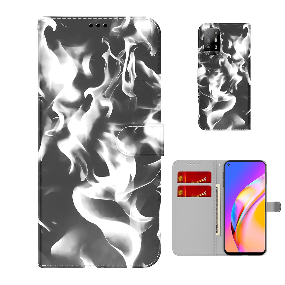 Full Protection Fog Pattern Printing Leather Wallet Design Stand Phone Cover for Oppo A94 5G / F19 Pro+ 5G / Reno5 Z - Black-5