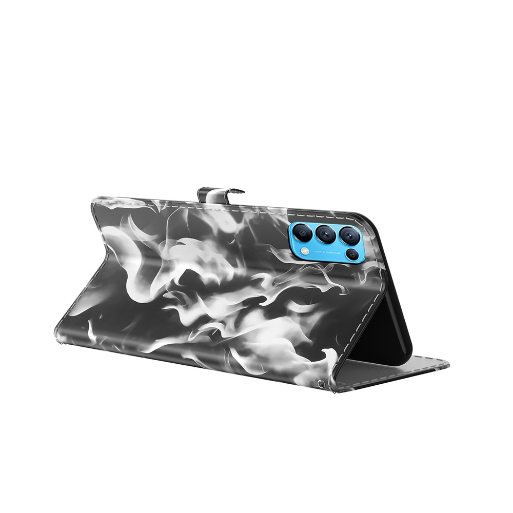 Full Protection Fog Pattern Printing Leather Wallet Design Stand Phone Cover for Oppo Reno5 5G / Reno5 4G / Reno5 K / Find X3 Lite -Black-4