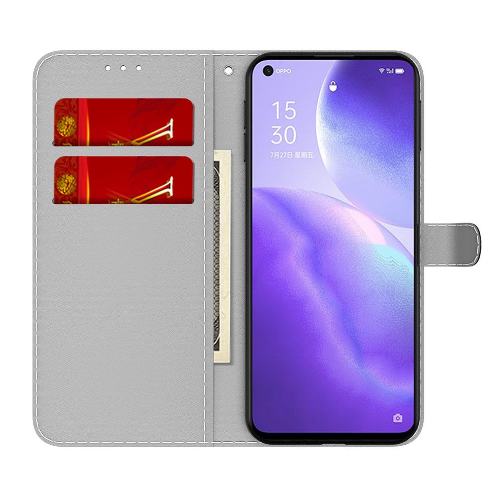 Full Protection Fog Pattern Printing Leather Wallet Design Stand Phone Cover for Oppo Reno5 5G / Reno5 4G / Reno5 K / Find X3 Lite -Black-5