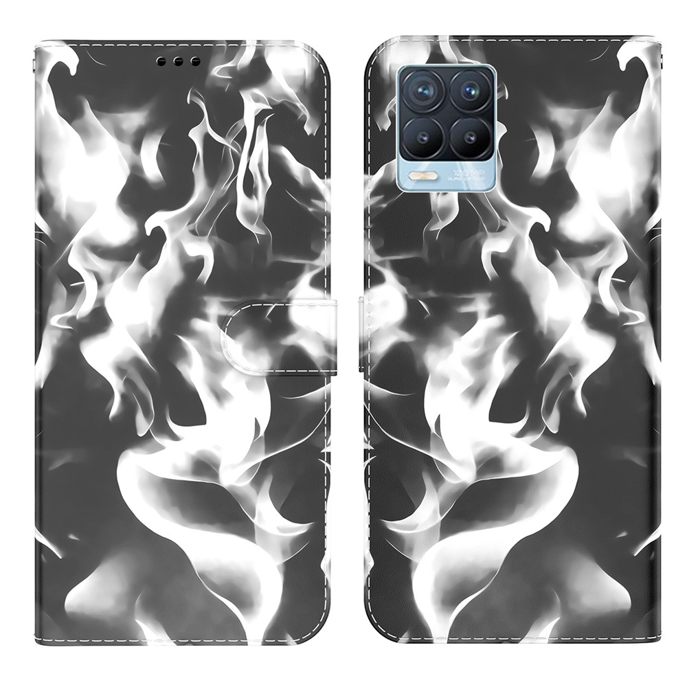 Full Protection Fog Pattern Printing Leather Wallet Design Stand Phone Cover for Realme 8 Pro / Realme 8 - Black-1