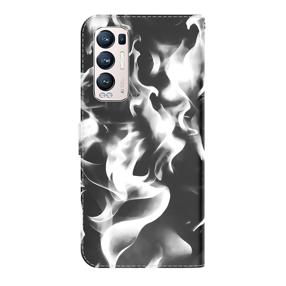 Full Protection Fog Pattern Printing Leather Wallet Design Stand Phone Cover for Oppo Find X3 Neo / Reno5 Pro+ 5G - Black-3