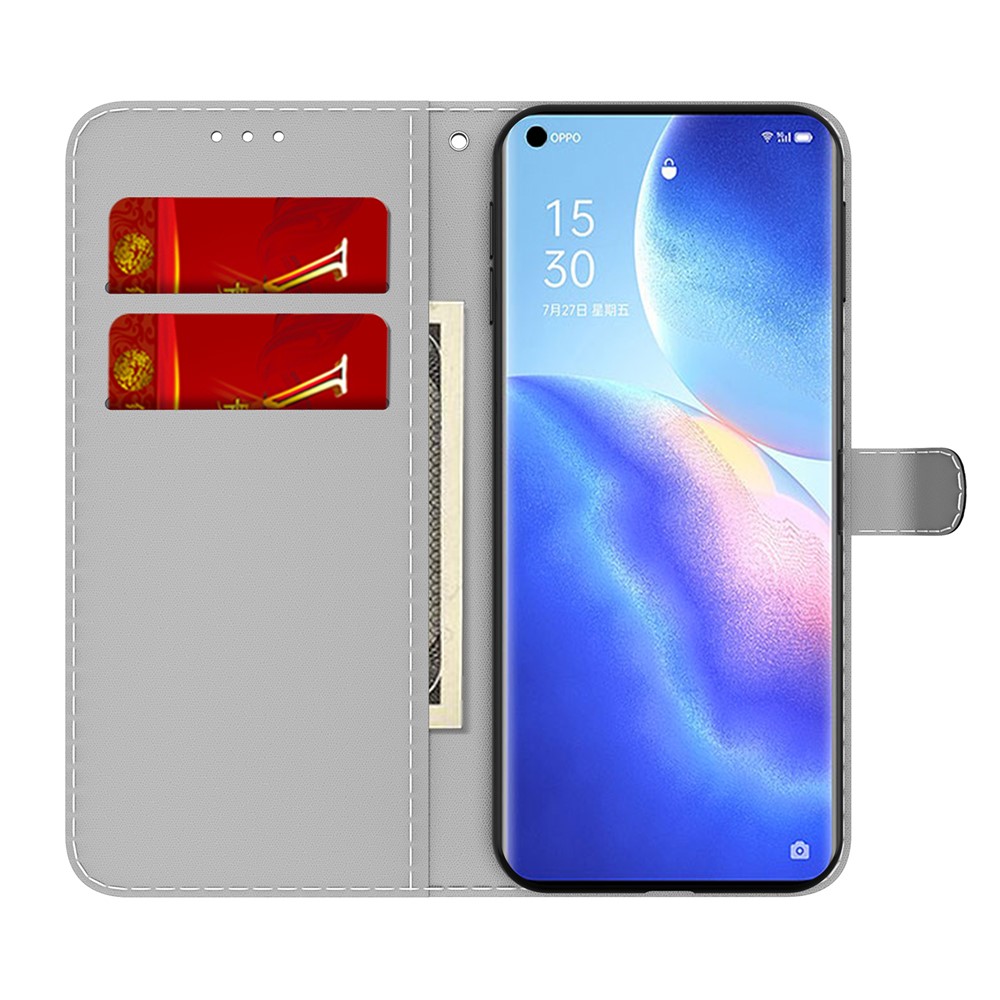 Full Protection Fog Pattern Printing Leather Wallet Design Stand Phone Cover for Oppo Find X3 Neo / Reno5 Pro+ 5G - Black-5