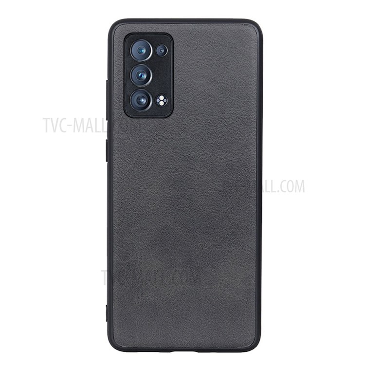 PU Leather Coated PC + TPU Combo Mobile Phone Protective Back Case Shell for Oppo Reno6 Pro+ 5G - Black-1