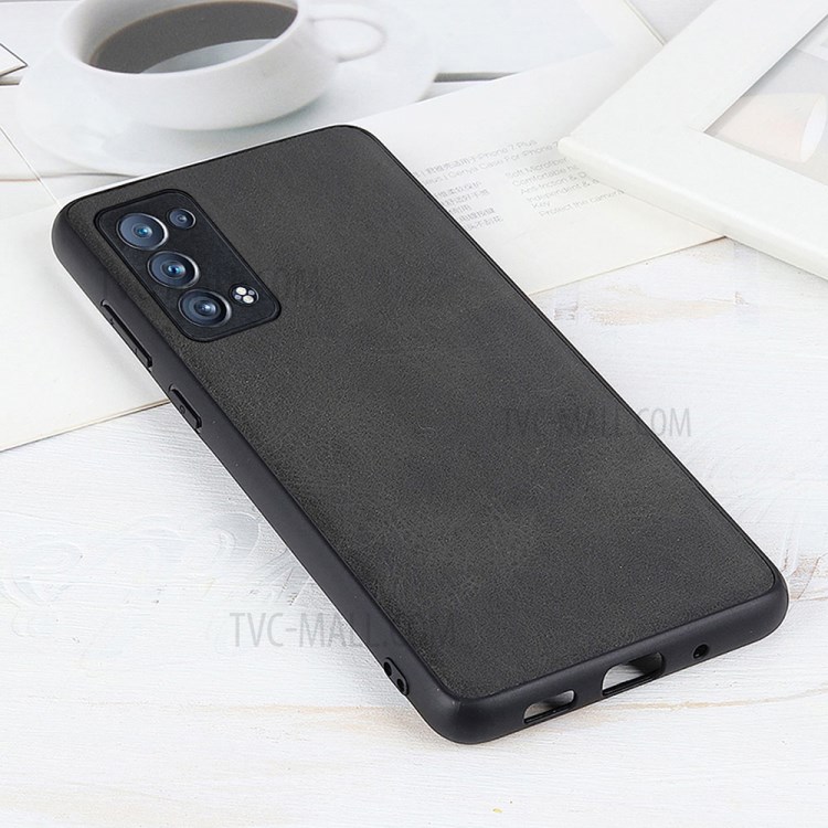 PU Leather Coated PC + TPU Combo Mobile Phone Protective Back Case Shell for Oppo Reno6 Pro+ 5G - Black-2