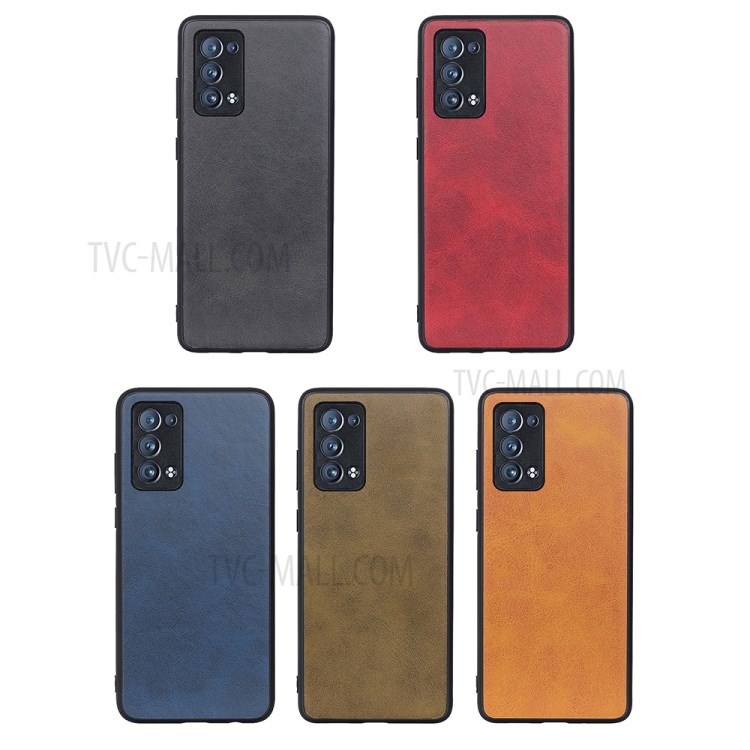 PU Leather Coated PC + TPU Combo Mobile Phone Protective Back Case Shell for Oppo Reno6 Pro+ 5G - Black-3
