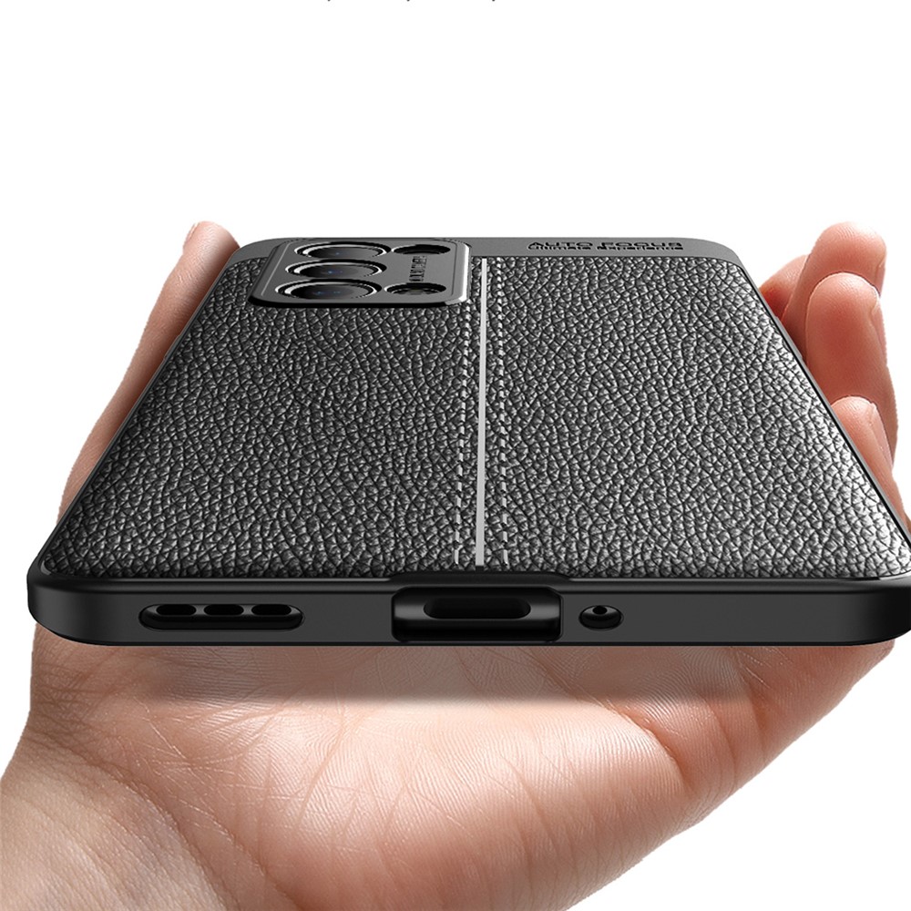 Litchi Texture Full Coverage Leather Flexible TPU Protective Back Cover Case for Oppo Reno6 Pro+ 5G - Black-3