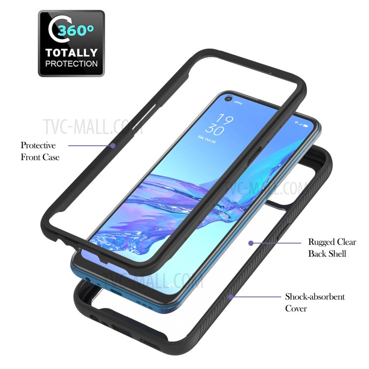 Kickstand Design Full Coverage TPU + PC Hybrid Phone Cover Case for Oppo A53 5G - Black-2