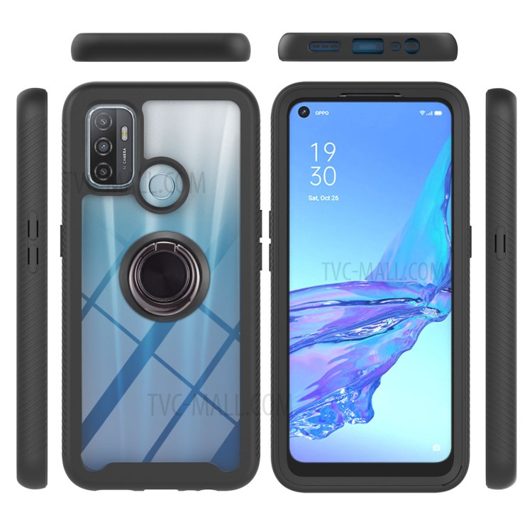 Kickstand Design Full Coverage TPU + PC Hybrid Phone Cover Case for Oppo A53 5G - Black-3
